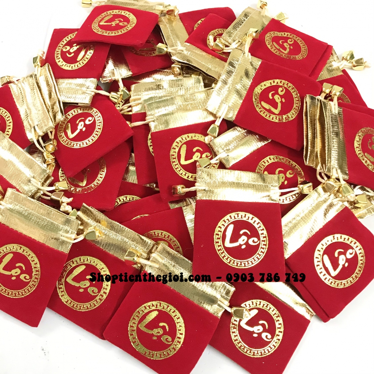 Combo 50 Ông Thần Tài Mạ Vàng Tặng Túi Gấm Lộc - SP005491